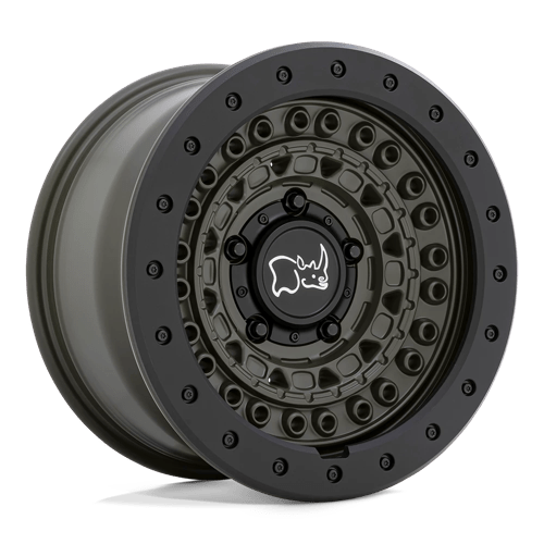 Black Rhino Hard Alloys BARRICADE OLIVE DRAB GREEN W/ BLACK RING 17X8.5 6X5.5 ET +0 CB 112.1