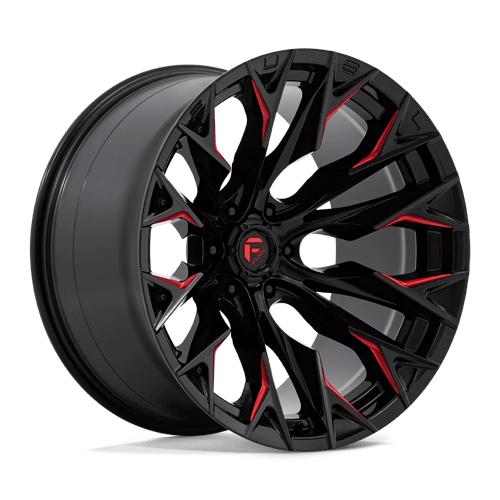 Fuel 1PC D823 FLAME GLOSS BLACK MILLED W/ CANDY RED 22X12 6X5.5 ET -44 CB 106.1