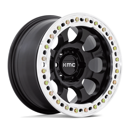 KMC KM237 RIOT BEADLOCK SATIN BLACK W/ MACHINED RING 17X9 5X5.0 ET -38 CB 71.5