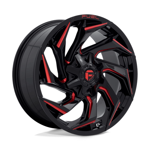 Fuel 1PC D755 REACTION GLOSS BLACK MILLED W/ RED TINT 20X9 8X6.5 ET +20 CB 125.1