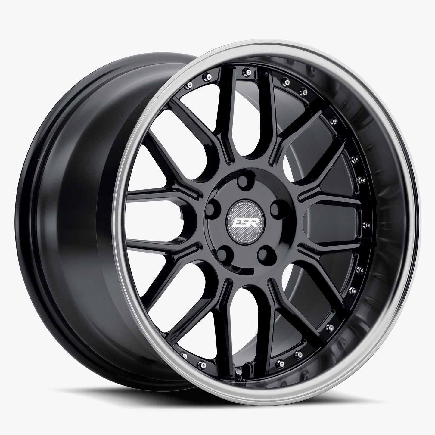 19X9.5 5X120 (Custom Drill) +22 72.56 GLOSS BLACK MACHINE LIP CS18
