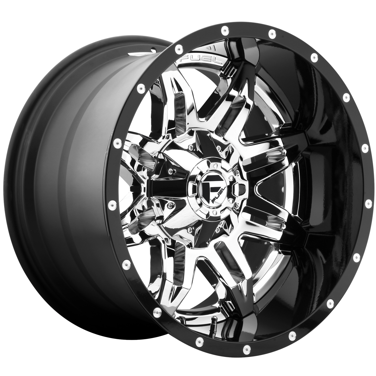 Fuel 1PC D266 LETHAL CHROME W/ GLOSS BLACK LIP 20X10 8X170 ET -19 CB 125.1