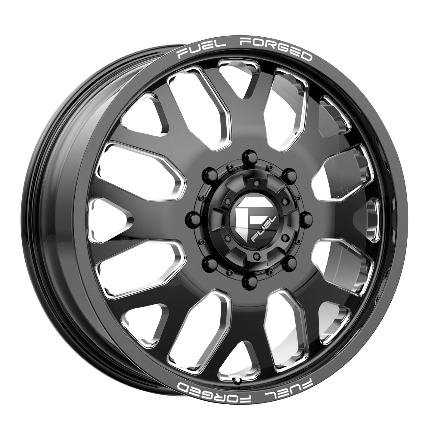 Fuel Mono FF19 GLOSS BLACK MILLED 24X8.25 8X6.5 ET -265 CB 121.5