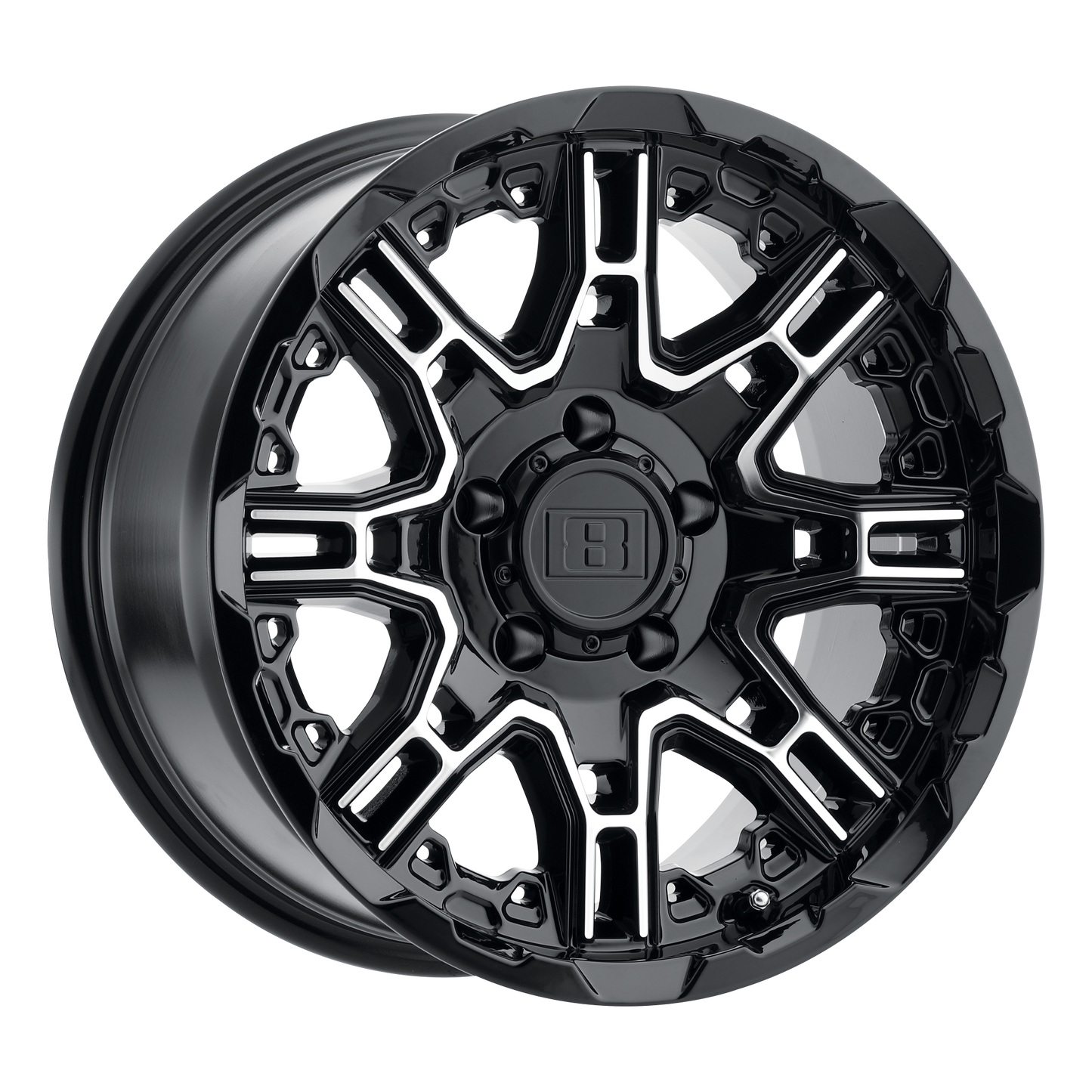 Level 8 SLINGSHOT GLOSS BLACK MACHINED 22X11.5 8X180 ET -44 CB 125.1