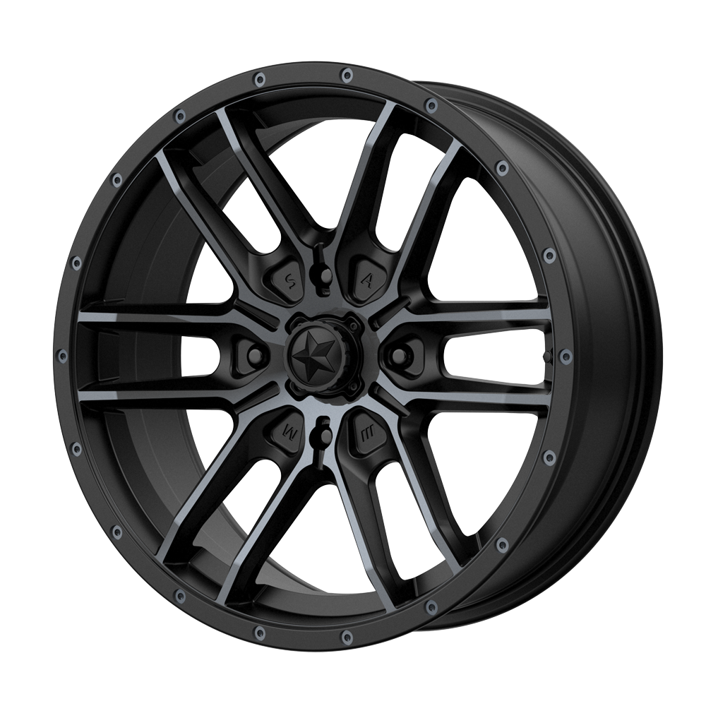 MSA Offroad Wheels M43 FANG UTV SATIN BLACK W/ TITANIUM TINT 15X7 4X137 ET +10 CB 112.1