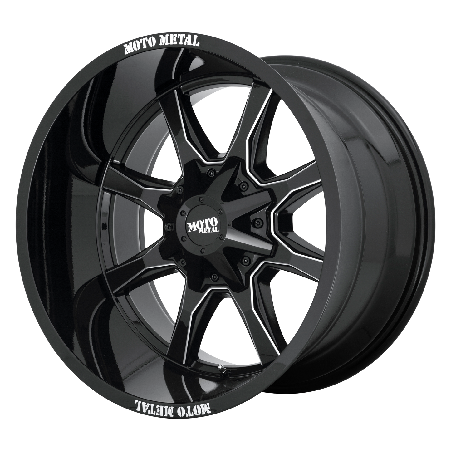Moto Metal MO970 GLOSS BLACK W/ MILLED SPOKE & LIP 17X8 5X5.0/5.5 ET +0 CB 78.1