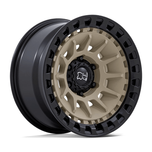Black Rhino Hard Alloys BARRAGE DESERT SAND W/ MATTE BLACK LIP 17X8.5 5X5.0 ET -10 CB 71.5