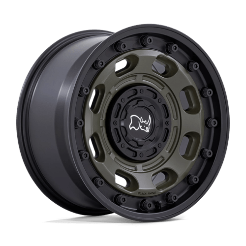 Black Rhino Hard Alloys ATLAS OLIVE DRAB GREEN W/ BLACK LIP 16X8 6X5.5 ET -10 CB 106.1