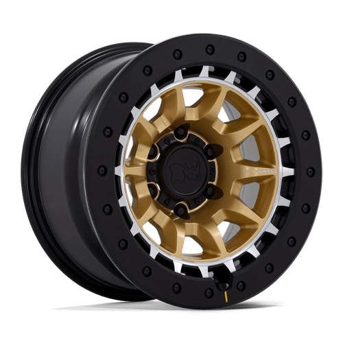 Black Rhino Hard Alloys BR016 TUSK MATTE GOLD W/ MACHINED RING 17X8.5 5X5.0 ET -10 CB 71.5