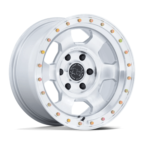 Black Rhino Hard Alloys BR029 TROOPER GLOSS SILVER W/ MACHINED FACE 17X8.5 5X5.0 ET -10 CB 71.5