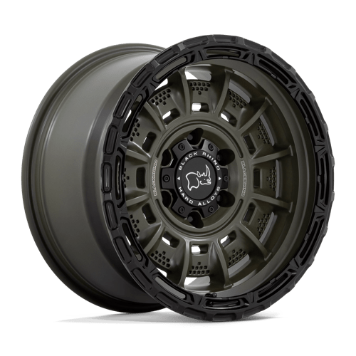 Black Rhino Hard Alloys LEGION OLIVE DRAB GREEN W/ BLACK LIP 17X9 5X5.0 ET -12 CB 71.5