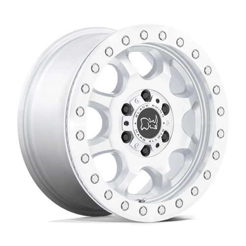 Black Rhino Hard Alloys VENTURE BEADLOCK GLOSS SILVER W/ MACHINED FACE 17X8 6X130 ET +38 CB 84.1