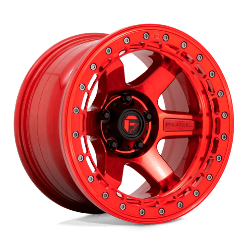 Fuel 1PC D123 BLOCK BEADLOCK CANDY RED W/ RED RING 17X8.5 6X5.5 ET +0 CB 106.1