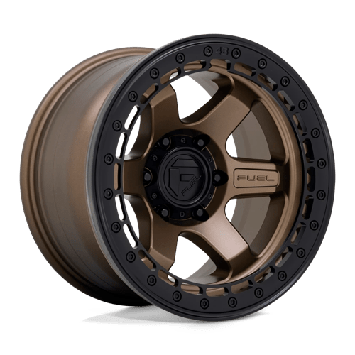 Fuel 1PC D124 BLOCK BEADLOCK MATTE BRONZE W/ MATTE BLACK RING 17X8.5 6X5.5 ET +0 CB 106.1