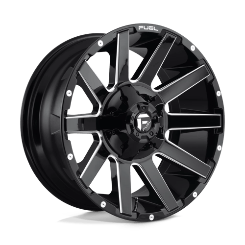 Fuel 1PC D615 CONTRA GLOSS BLACK MILLED 20X9 8X180 ET +1 CB 124.2
