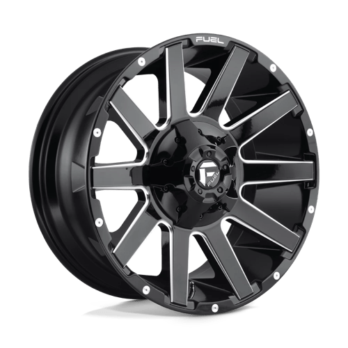 Fuel 1PC D615 CONTRA GLOSS BLACK MILLED 20X9 8X180 ET +20 CB 124.2