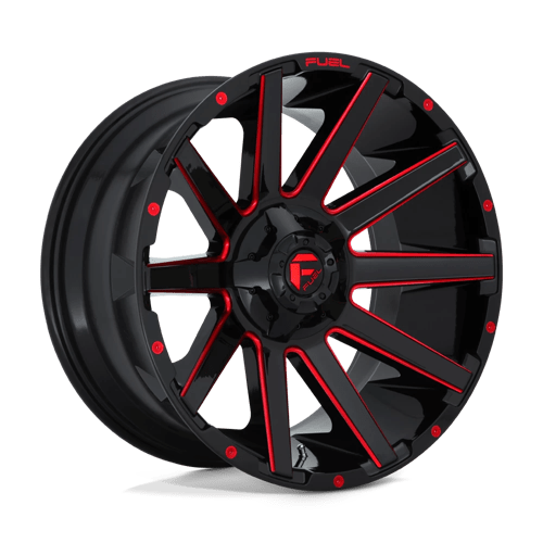 Fuel 1PC D643 CONTRA GLOSS BLACK W/ RED TINT 22X12 6X135/5.5 ET -43 CB 106.1