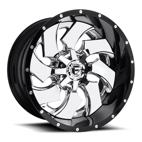 Fuel 2PC D240 CLEAVER CHROME W/ GLOSS BLACK LIP 20X10 8X170 ET -19 CB 125.1