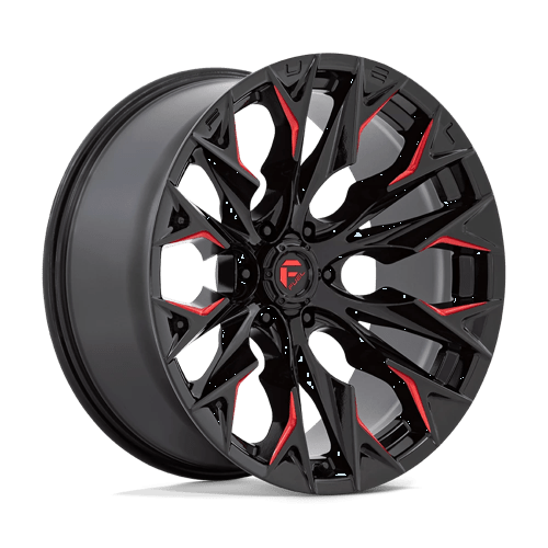 Fuel 1PC D823 FLAME GLOSS BLACK MILLED W/ CANDY RED 22X10 6X5.5 ET -18 CB 106.1