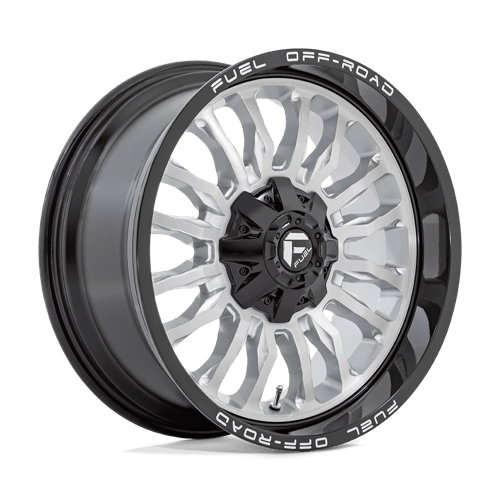 Fuel 1PC D798 ARC SILVER BRUSHED FACE W/ MILLED BLACK LIP 20X10 8X180 ET -18 CB 124.2