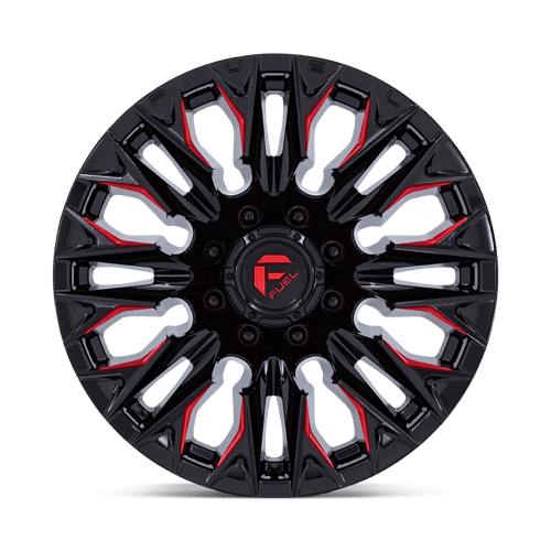 Fuel 1PC D823 FLAME GLOSS BLACK MILLED W/ CANDY RED 20X9 8X180 ET +20 CB 124.2