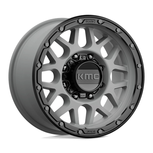 KMC KM535 GRENADE OFF-ROAD MATTE GRAY W/ MATTE BLACK LIP 17X9 8X180 ET +18 CB 124.2