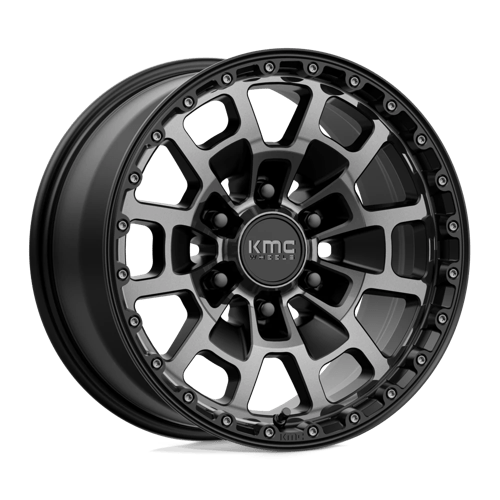KMC KM718 SUMMIT SATIN BLACK W/ GRAY TINT 17X8.5 6X5.5 ET +18 CB 106.1