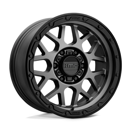 KMC KM535 GRENADE OFF-ROAD MATTE GRAY W/ MATTE BLACK LIP 16X8 6X5.5 ET -6 CB 106.1