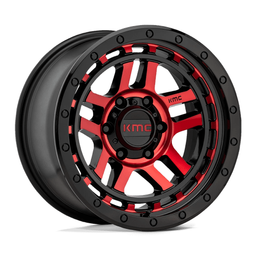 KMC KM540 RECON GLOSS BLACK MACHINED W/ RED TINT 17X8.5 6X5.5 ET +18 CB 106.1
