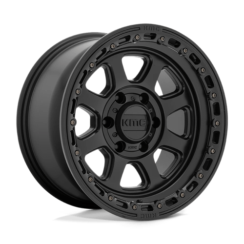 KMC KM548 CHASE SATIN BLACK W/ GLOSS BLACK LIP 17X9 8X6.5 ET +0 CB 125.1