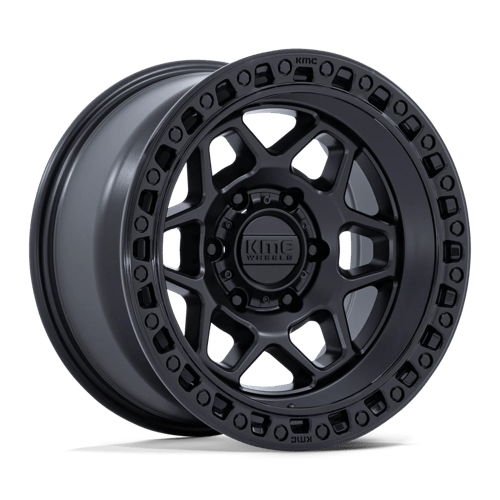 KMC KM553 TORX MATTE BLACK W/ GLOSS BLACK LIP 17X8.5 6X5.5 ET +25 CB 106.1