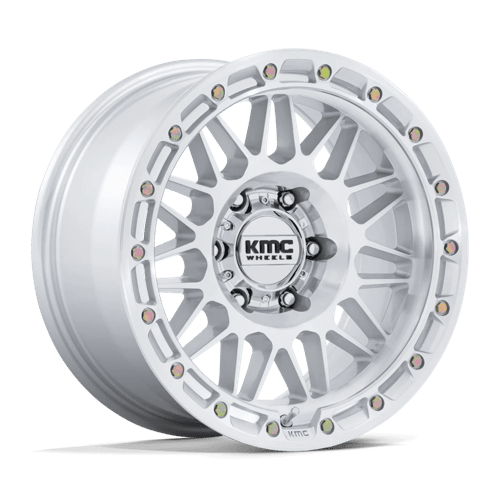KMC KM555 ATTACK GLOSS SILVER W/ MACHINED FACE 17X8.5 6X5.5 ET +25 CB 106.1