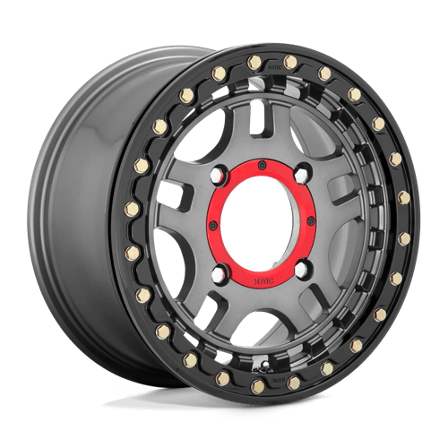 KMC Powersports KS240 RECON UTV BEADLOCK GUNMETAL W/ GLOSS BLACK RING 15X7 4X156 ET +38 CB 132