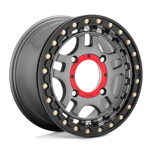 KMC Powersports KS240 RECON UTV BEADLOCK GUNMETAL W/ GLOSS BLACK RING 15X7 4X137 ET +38 CB 112.1