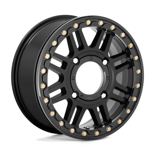 KMC Powersports KS242 AZTEC UTV BEADLOCK SATIN BLACK W/ GLOSS BLACK RING 15X6 4X137 ET +38 CB 112.1