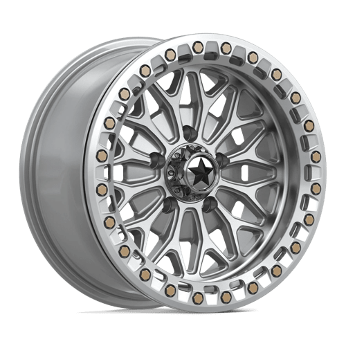 MSA Offroad Wheels MA53 BOLO UTV BEADLOCK GLOSS SILVER W/ MACHINED FACE 15X7 5X4.5 ET +10 CB 72.56