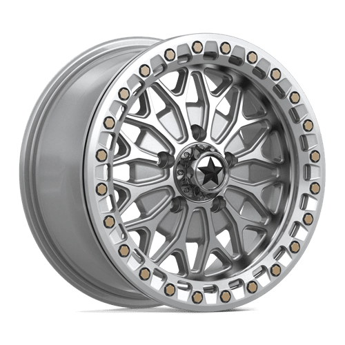 MSA Offroad Wheels MA53 BOLO UTV BEADLOCK GLOSS SILVER W/ MACHINED FACE 15X7 5X4.5 ET +38 CB 72.56