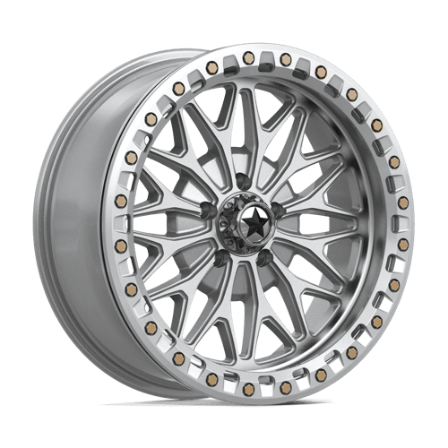 MSA Offroad Wheels MA53 BOLO UTV BEADLOCK GLOSS SILVER W/ MACHINED FACE 18X7 5X4.5 ET +10 CB 72.56