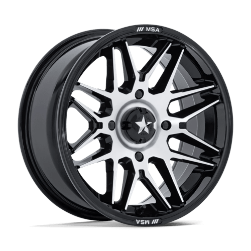 MSA Offroad Wheels M52 RADAR UTV GLOSS BLACK MACHINED 15X7 5X4.5 ET +10 CB 72.56