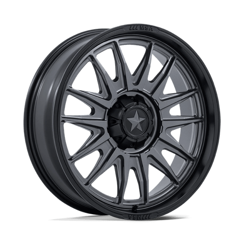 MSA Offroad Wheels M55 COMMANDER UTV MATTE GUNMETAL W/ MATTE BLACK LIP 20X7 4X110 ET +0 CB 86