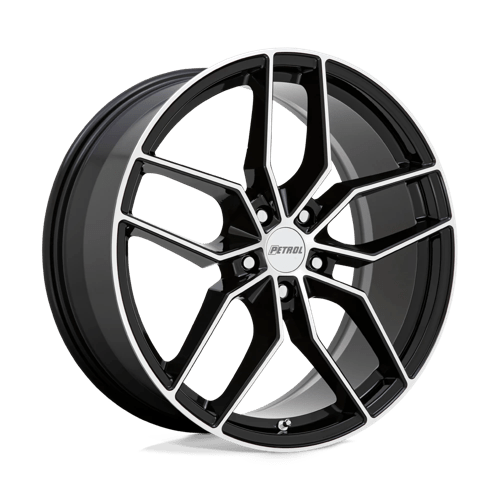 Petrol P5C GLOSS BLACK W/ MACHINED CUT FACE 18X8 5X112 ET +40 CB 66.56
