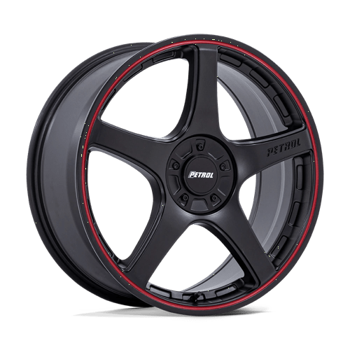 Petrol PE003 P2E MATTE BLACK W/ RED LIP 17X8 5X4.25/4.5 ET +40 CB 72.56