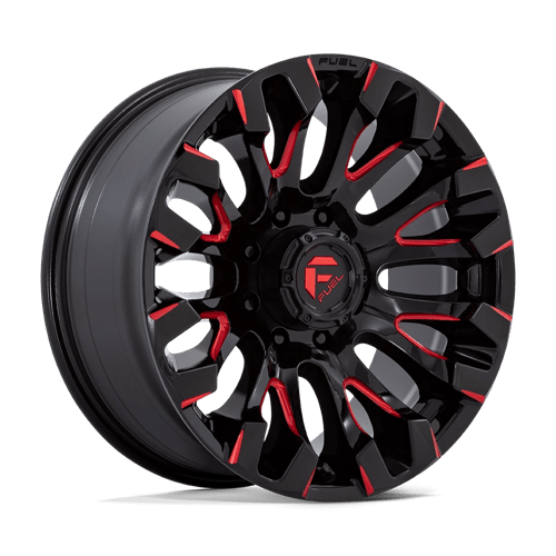 Fuel 1PC D829 QUAKE GLOSS BLACK MILLED W/ RED TINT 20X9 8X6.5 ET +1 CB 125.1