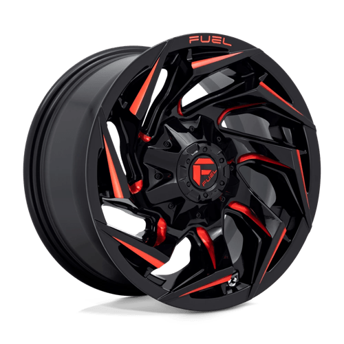Fuel 1PC D755 REACTION GLOSS BLACK MILLED W/ RED TINT 17X9 5X4.5/5.0 ET -12 CB 78.1