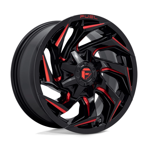 Fuel 1PC D755 REACTION GLOSS BLACK MILLED W/ RED TINT 18X9 6X135/5.5 ET +1 CB 106.1