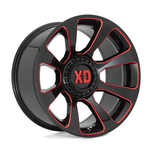XD XD854 REACTOR GLOSS BLACK MILLED W/ RED TINT 20X10 5X5.5/150 ET -18 CB 110.1