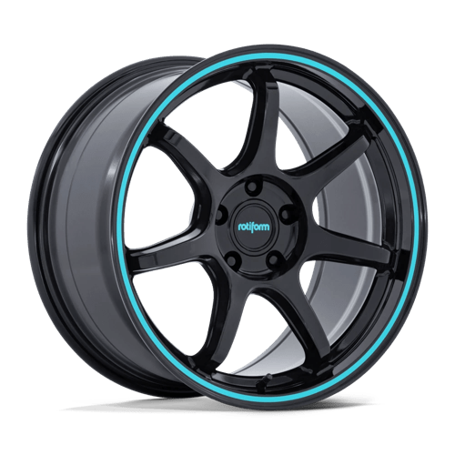 Rotiform RC208 BPU GLOSS BLACK W/ TEAL STRIPE 19X10.5 5X112 ET +35 CB 66.56