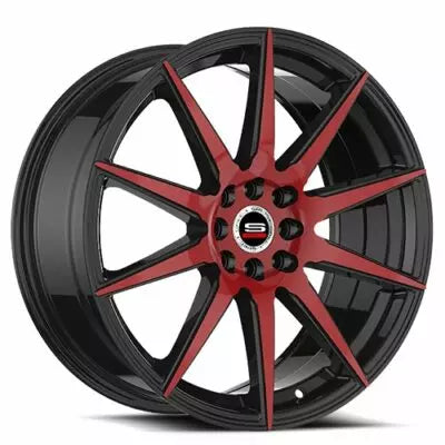 SP-51 18×8 5×114.3 5×120 +38 Cb 73.1 Gloss Black & Red Machined