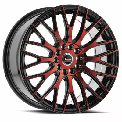 SP-55 18×8 5×100 5×114.3 +38 Cb 73.1 Gloss Black & Red Machined