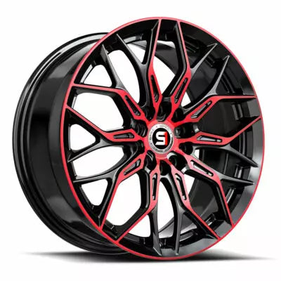 SP-57 18×8.0 4×100 4×114.3 +38 Cb 73.1 Gloss Black & Red Machined